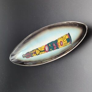 Vintage mid century ceramic totem footed dish